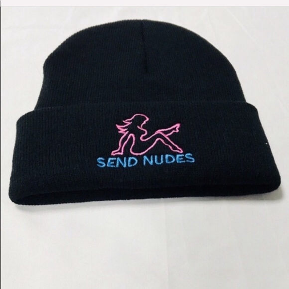 Send Nudes Black Knit Beanie Hat - Picture 4 of 5